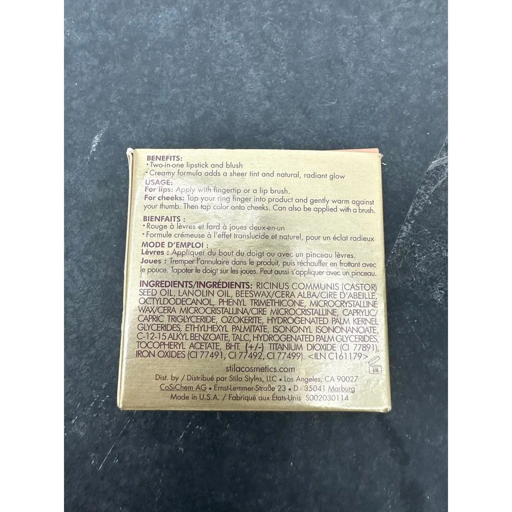Stila - Peony - Convertible Color Dual Lip & Cheek Cream New .15 Oz